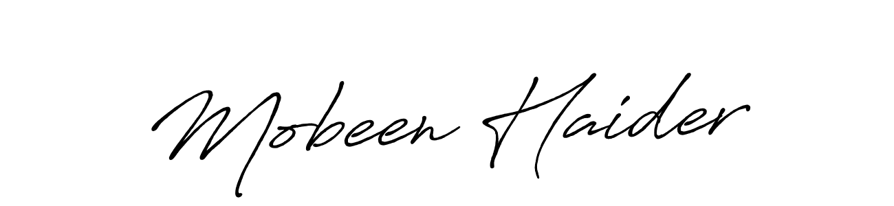 How to make Mobeen Haider name signature. Use Antro_Vectra_Bolder style for creating short signs online. This is the latest handwritten sign. Mobeen Haider signature style 7 images and pictures png