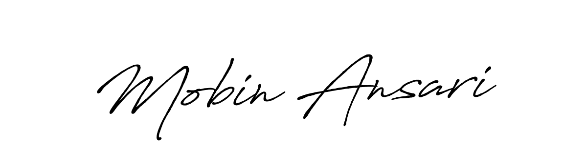 The best way (Antro_Vectra_Bolder) to make a short signature is to pick only two or three words in your name. The name Mobin Ansari include a total of six letters. For converting this name. Mobin Ansari signature style 7 images and pictures png