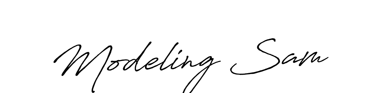 How to make Modeling Sam name signature. Use Antro_Vectra_Bolder style for creating short signs online. This is the latest handwritten sign. Modeling Sam signature style 7 images and pictures png