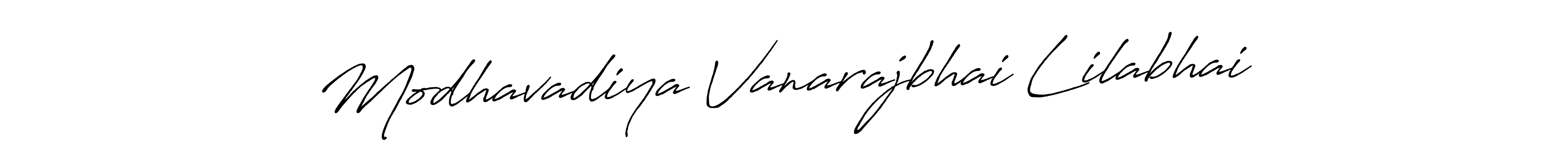 How to make Modhavadiya Vanarajbhai Lilabhai name signature. Use Antro_Vectra_Bolder style for creating short signs online. This is the latest handwritten sign. Modhavadiya Vanarajbhai Lilabhai signature style 7 images and pictures png