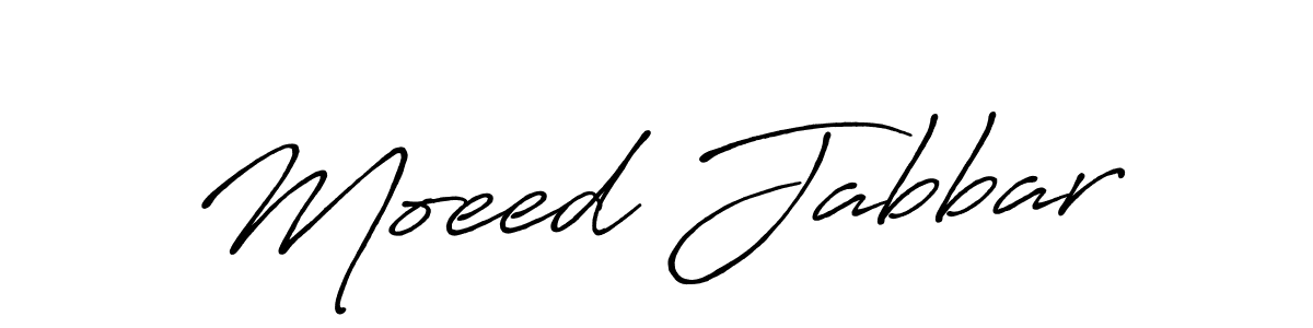 Moeed Jabbar stylish signature style. Best Handwritten Sign (Antro_Vectra_Bolder) for my name. Handwritten Signature Collection Ideas for my name Moeed Jabbar. Moeed Jabbar signature style 7 images and pictures png