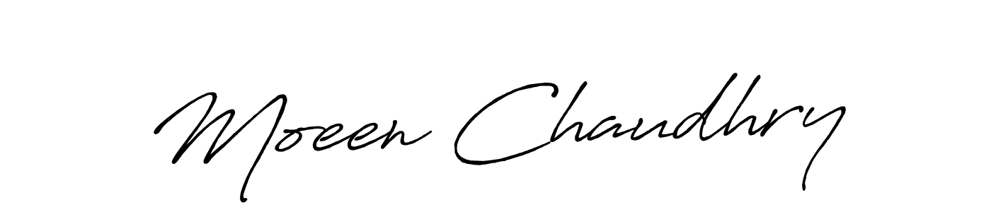 Create a beautiful signature design for name Moeen Chaudhry. With this signature (Antro_Vectra_Bolder) fonts, you can make a handwritten signature for free. Moeen Chaudhry signature style 7 images and pictures png