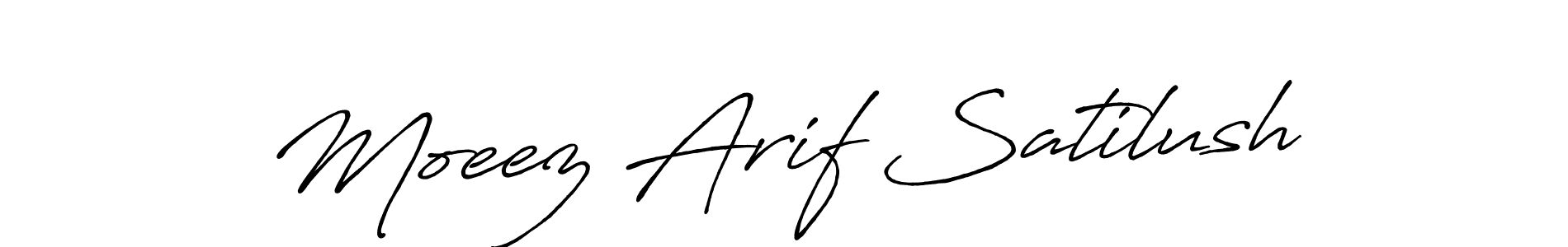 Make a short Moeez Arif Satilush signature style. Manage your documents anywhere anytime using Antro_Vectra_Bolder. Create and add eSignatures, submit forms, share and send files easily. Moeez Arif Satilush signature style 7 images and pictures png