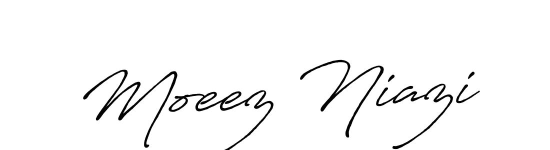 Create a beautiful signature design for name Moeez Niazi. With this signature (Antro_Vectra_Bolder) fonts, you can make a handwritten signature for free. Moeez Niazi signature style 7 images and pictures png