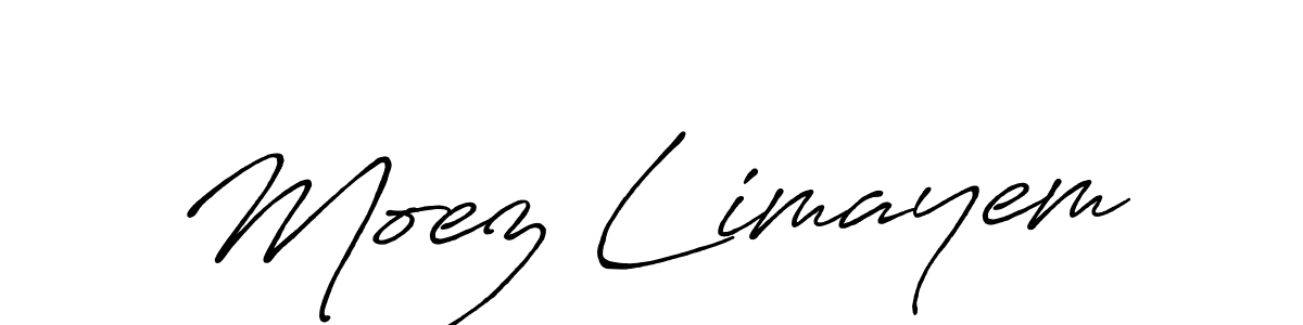 Design your own signature with our free online signature maker. With this signature software, you can create a handwritten (Antro_Vectra_Bolder) signature for name Moez Limayem. Moez Limayem signature style 7 images and pictures png