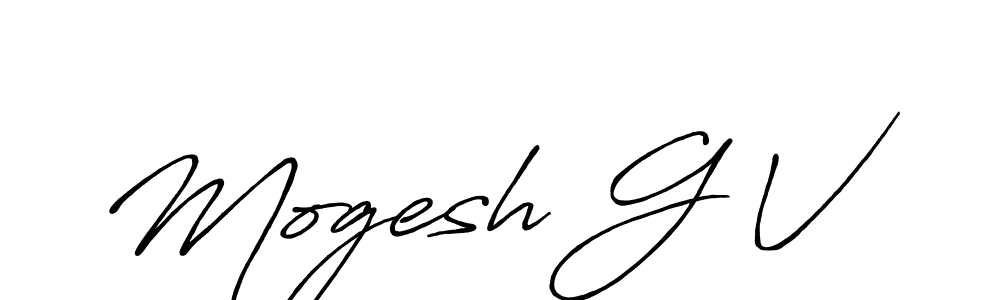 How to make Mogesh G V name signature. Use Antro_Vectra_Bolder style for creating short signs online. This is the latest handwritten sign. Mogesh G V signature style 7 images and pictures png