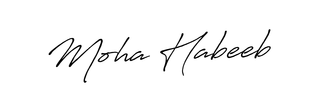 How to make Moha Habeeb name signature. Use Antro_Vectra_Bolder style for creating short signs online. This is the latest handwritten sign. Moha Habeeb signature style 7 images and pictures png