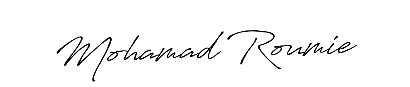 Mohamad Roumie stylish signature style. Best Handwritten Sign (Antro_Vectra_Bolder) for my name. Handwritten Signature Collection Ideas for my name Mohamad Roumie. Mohamad Roumie signature style 7 images and pictures png