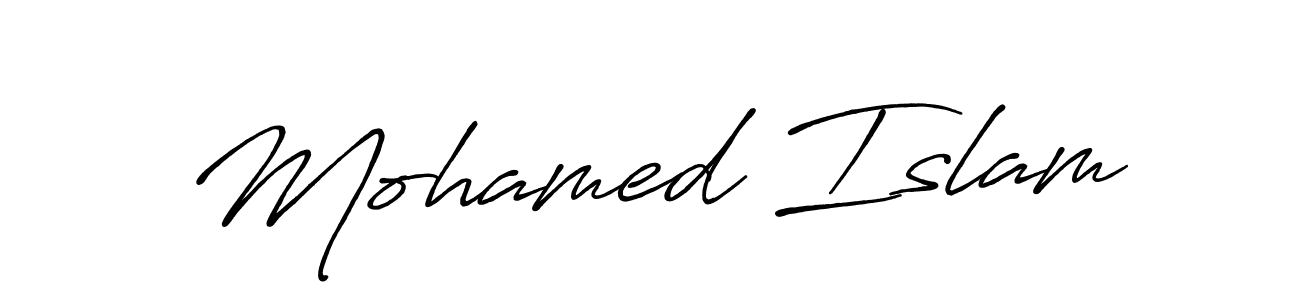 Make a beautiful signature design for name Mohamed Islam. With this signature (Antro_Vectra_Bolder) style, you can create a handwritten signature for free. Mohamed Islam signature style 7 images and pictures png