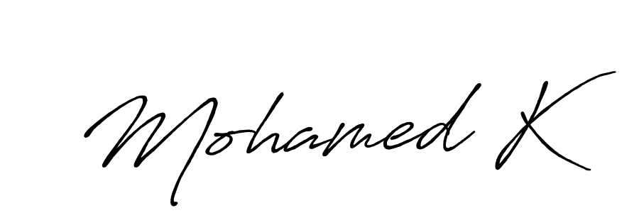 Mohamed K stylish signature style. Best Handwritten Sign (Antro_Vectra_Bolder) for my name. Handwritten Signature Collection Ideas for my name Mohamed K. Mohamed K signature style 7 images and pictures png