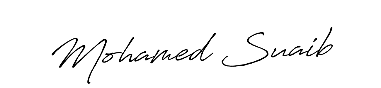 The best way (Antro_Vectra_Bolder) to make a short signature is to pick only two or three words in your name. The name Mohamed Suaib include a total of six letters. For converting this name. Mohamed Suaib signature style 7 images and pictures png