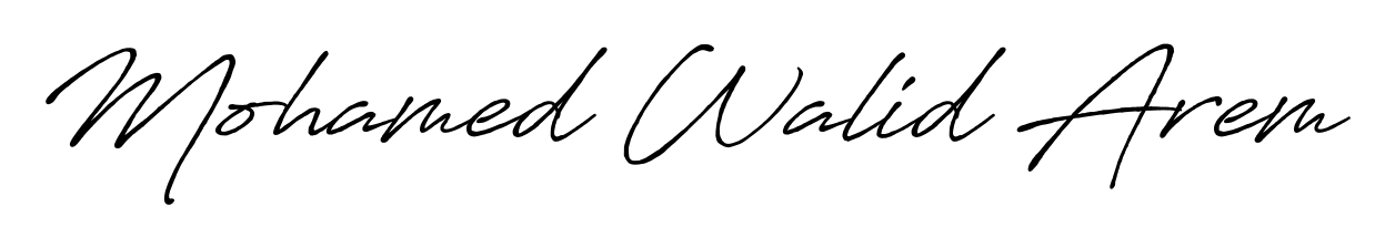 The Antro_Vectra_Bolder font transforms the name Mohamed Walid Arem into an executive sign with sharp precision and distinguished character. Mohamed Walid Arem signature style 7 images and pictures png