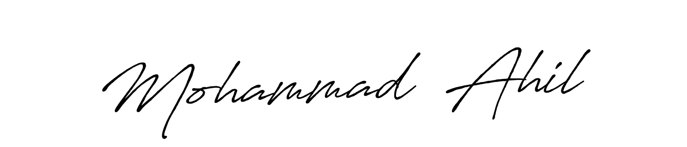 The best way (Antro_Vectra_Bolder) to make a short signature is to pick only two or three words in your name. The name Mohammad  Ahil include a total of six letters. For converting this name. Mohammad  Ahil signature style 7 images and pictures png