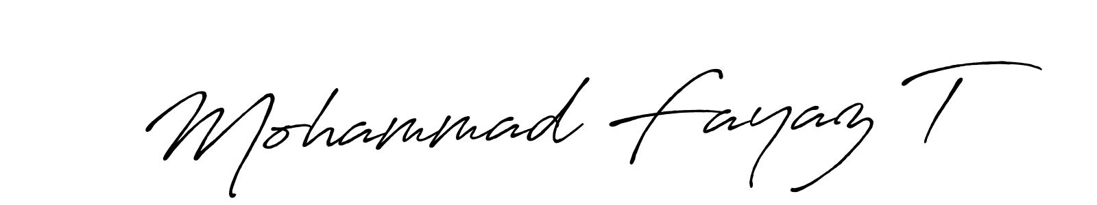 Create a beautiful signature design for name Mohammad Fayaz T. With this signature (Antro_Vectra_Bolder) fonts, you can make a handwritten signature for free. Mohammad Fayaz T signature style 7 images and pictures png