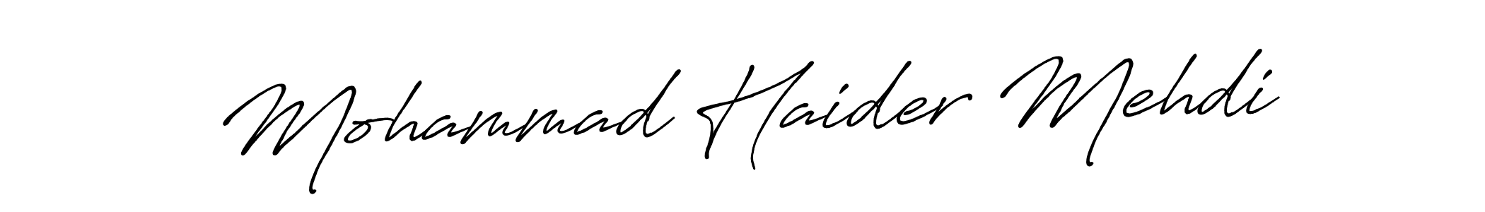 Create a beautiful signature design for name Mohammad Haider Mehdi. With this signature (Antro_Vectra_Bolder) fonts, you can make a handwritten signature for free. Mohammad Haider Mehdi signature style 7 images and pictures png