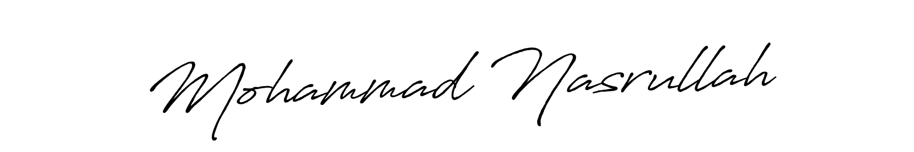 Antro_Vectra_Bolder is a professional signature style that is perfect for those who want to add a touch of class to their signature. It is also a great choice for those who want to make their signature more unique. Get Mohammad Nasrullah name to fancy signature for free. Mohammad Nasrullah signature style 7 images and pictures png
