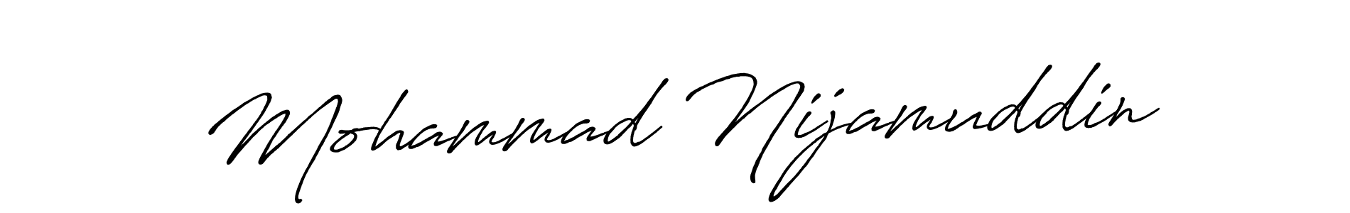 How to make Mohammad Nijamuddin name signature. Use Antro_Vectra_Bolder style for creating short signs online. This is the latest handwritten sign. Mohammad Nijamuddin signature style 7 images and pictures png