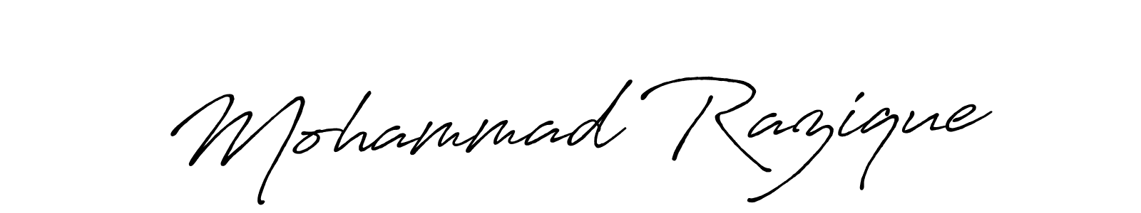 How to make Mohammad Razique name signature. Use Antro_Vectra_Bolder style for creating short signs online. This is the latest handwritten sign. Mohammad Razique signature style 7 images and pictures png