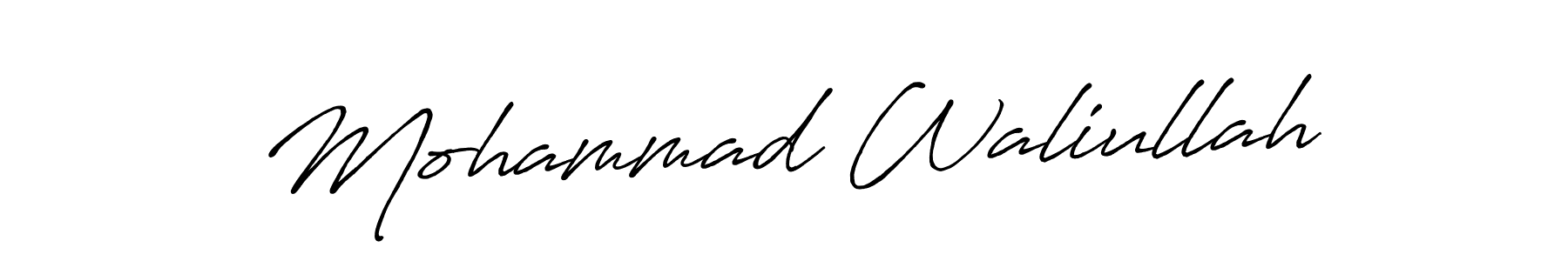 How to make Mohammad Waliullah name signature. Use Antro_Vectra_Bolder style for creating short signs online. This is the latest handwritten sign. Mohammad Waliullah signature style 7 images and pictures png