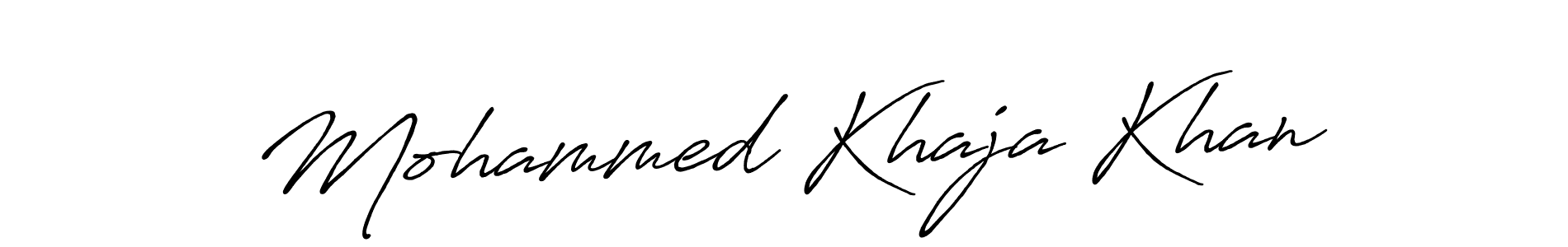 How to make Mohammed Khaja Khan name signature. Use Antro_Vectra_Bolder style for creating short signs online. This is the latest handwritten sign. Mohammed Khaja Khan signature style 7 images and pictures png