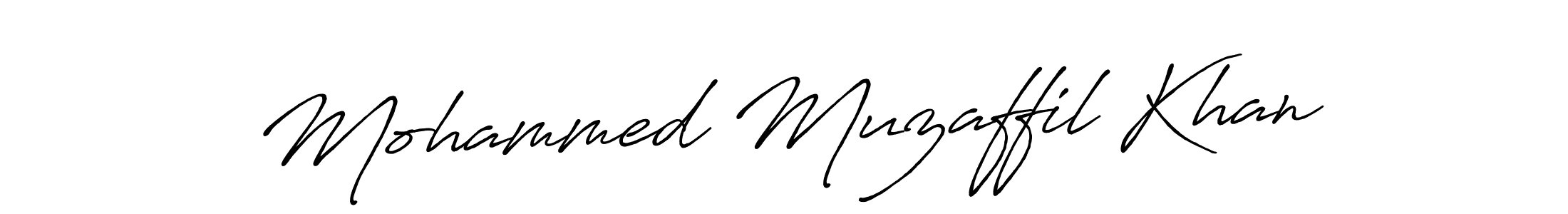 Create a beautiful signature design for name Mohammed Muzaffil Khan. With this signature (Antro_Vectra_Bolder) fonts, you can make a handwritten signature for free. Mohammed Muzaffil Khan signature style 7 images and pictures png