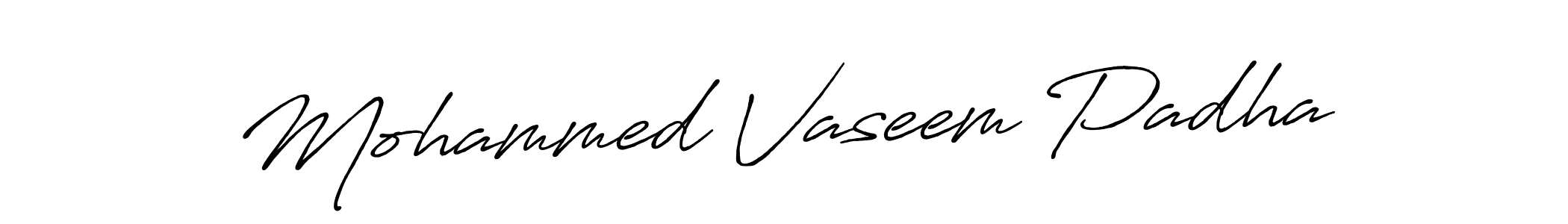 Make a beautiful signature design for name Mohammed Vaseem Padha. With this signature (Antro_Vectra_Bolder) style, you can create a handwritten signature for free. Mohammed Vaseem Padha signature style 7 images and pictures png