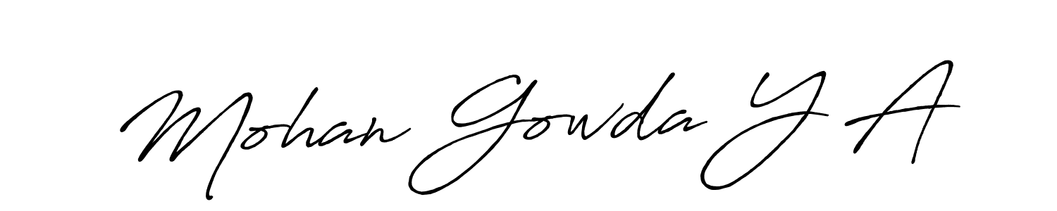 How to make Mohan Gowda Y A name signature. Use Antro_Vectra_Bolder style for creating short signs online. This is the latest handwritten sign. Mohan Gowda Y A signature style 7 images and pictures png