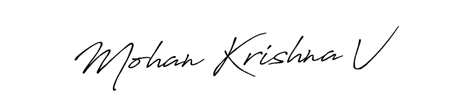 Similarly Antro_Vectra_Bolder is the best handwritten signature design. Signature creator online .You can use it as an online autograph creator for name Mohan Krishna V. Mohan Krishna V signature style 7 images and pictures png