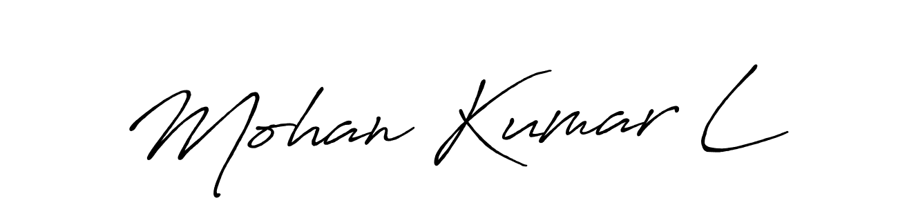 Create a beautiful signature design for name Mohan Kumar L. With this signature (Antro_Vectra_Bolder) fonts, you can make a handwritten signature for free. Mohan Kumar L signature style 7 images and pictures png