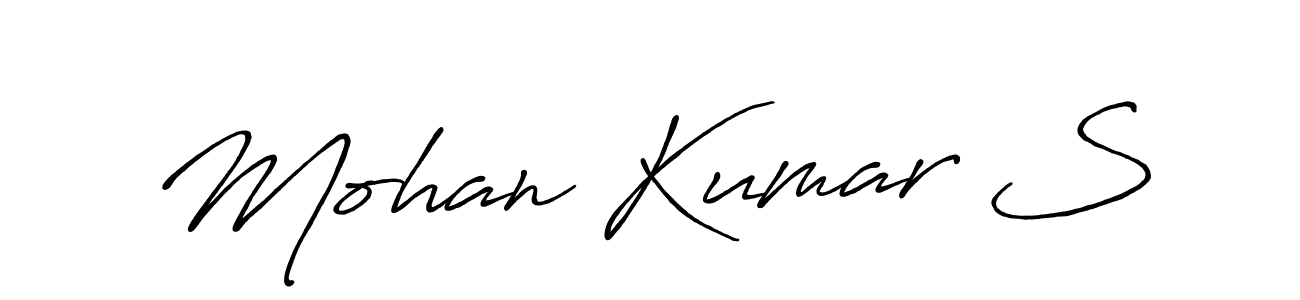 The best way (Antro_Vectra_Bolder) to make a short signature is to pick only two or three words in your name. The name Mohan Kumar S include a total of six letters. For converting this name. Mohan Kumar S signature style 7 images and pictures png