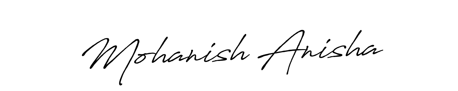 How to make Mohanish Anisha name signature. Use Antro_Vectra_Bolder style for creating short signs online. This is the latest handwritten sign. Mohanish Anisha signature style 7 images and pictures png