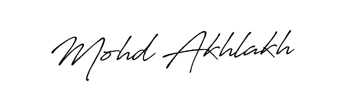 How to make Mohd Akhlakh name signature. Use Antro_Vectra_Bolder style for creating short signs online. This is the latest handwritten sign. Mohd Akhlakh signature style 7 images and pictures png