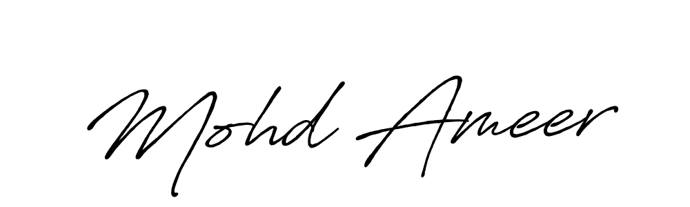 How to make Mohd Ameer name signature. Use Antro_Vectra_Bolder style for creating short signs online. This is the latest handwritten sign. Mohd Ameer signature style 7 images and pictures png