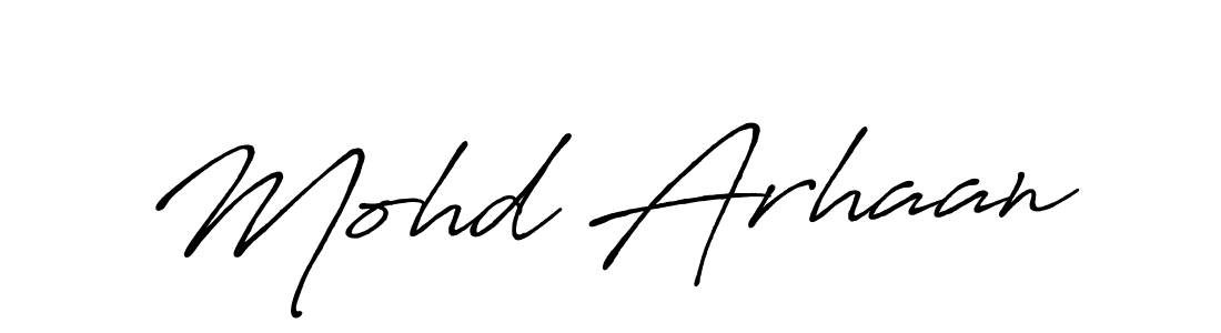 Also we have Mohd Arhaan name is the best signature style. Create professional handwritten signature collection using Antro_Vectra_Bolder autograph style. Mohd Arhaan signature style 7 images and pictures png