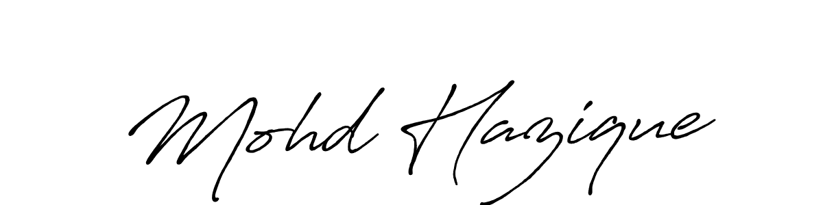 The best way (Antro_Vectra_Bolder) to make a short signature is to pick only two or three words in your name. The name Mohd Hazique include a total of six letters. For converting this name. Mohd Hazique signature style 7 images and pictures png