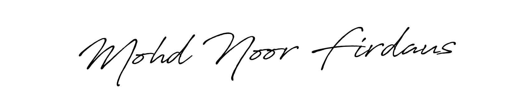 How to make Mohd Noor Firdaus name signature. Use Antro_Vectra_Bolder style for creating short signs online. This is the latest handwritten sign. Mohd Noor Firdaus signature style 7 images and pictures png