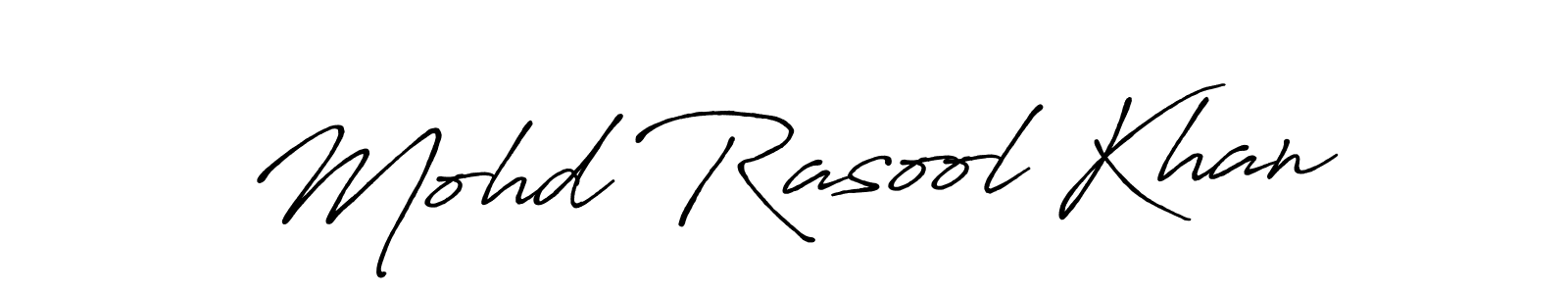 How to make Mohd Rasool Khan name signature. Use Antro_Vectra_Bolder style for creating short signs online. This is the latest handwritten sign. Mohd Rasool Khan signature style 7 images and pictures png