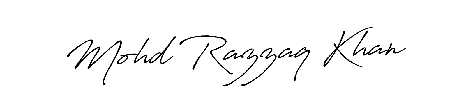 Antro_Vectra_Bolder is a professional signature style that is perfect for those who want to add a touch of class to their signature. It is also a great choice for those who want to make their signature more unique. Get Mohd Razzaq Khan name to fancy signature for free. Mohd Razzaq Khan signature style 7 images and pictures png