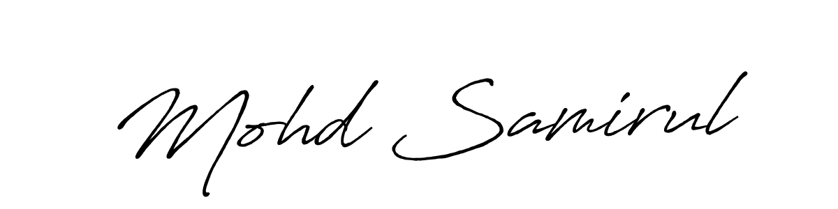 Antro_Vectra_Bolder is a professional signature style that is perfect for those who want to add a touch of class to their signature. It is also a great choice for those who want to make their signature more unique. Get Mohd Samirul name to fancy signature for free. Mohd Samirul signature style 7 images and pictures png