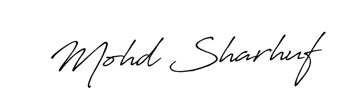How to make Mohd Sharhuf name signature. Use Antro_Vectra_Bolder style for creating short signs online. This is the latest handwritten sign. Mohd Sharhuf signature style 7 images and pictures png