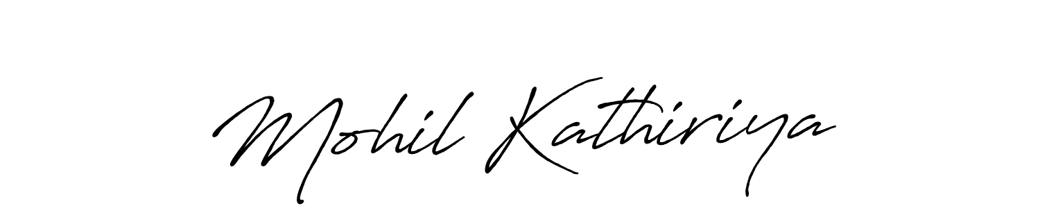 Create a beautiful signature design for name Mohil Kathiriya. With this signature (Antro_Vectra_Bolder) fonts, you can make a handwritten signature for free. Mohil Kathiriya signature style 7 images and pictures png