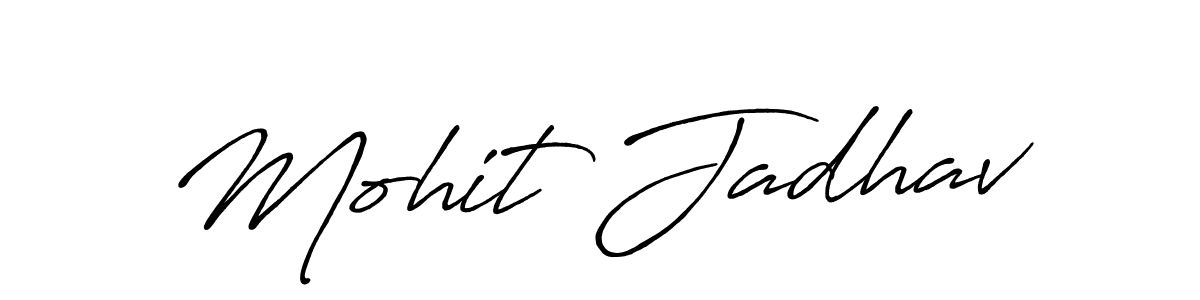 The best way (Antro_Vectra_Bolder) to make a short signature is to pick only two or three words in your name. The name Mohit Jadhav include a total of six letters. For converting this name. Mohit Jadhav signature style 7 images and pictures png