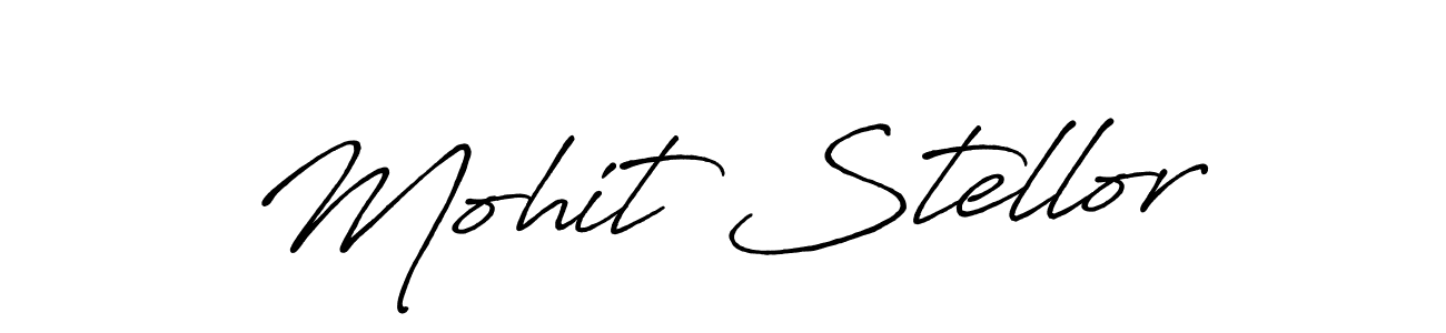 How to make Mohit Stellor name signature. Use Antro_Vectra_Bolder style for creating short signs online. This is the latest handwritten sign. Mohit Stellor signature style 7 images and pictures png