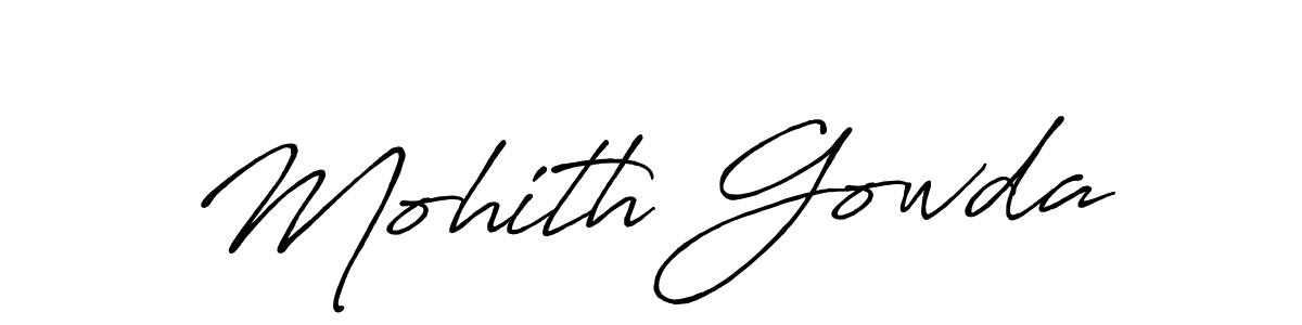 The best way (Antro_Vectra_Bolder) to make a short signature is to pick only two or three words in your name. The name Mohith Gowda include a total of six letters. For converting this name. Mohith Gowda signature style 7 images and pictures png