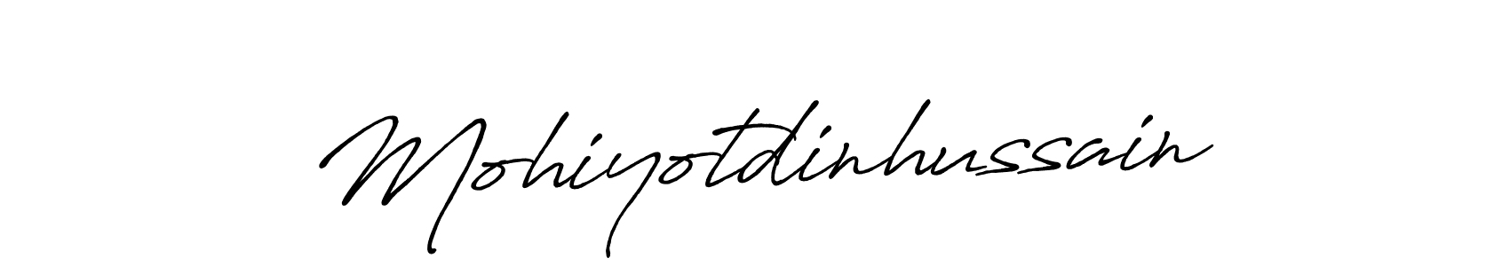 Create a beautiful signature design for name Mohiyotdinhussain. With this signature (Antro_Vectra_Bolder) fonts, you can make a handwritten signature for free. Mohiyotdinhussain signature style 7 images and pictures png