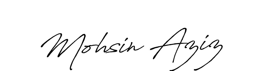 How to make Mohsin Aziz name signature. Use Antro_Vectra_Bolder style for creating short signs online. This is the latest handwritten sign. Mohsin Aziz signature style 7 images and pictures png