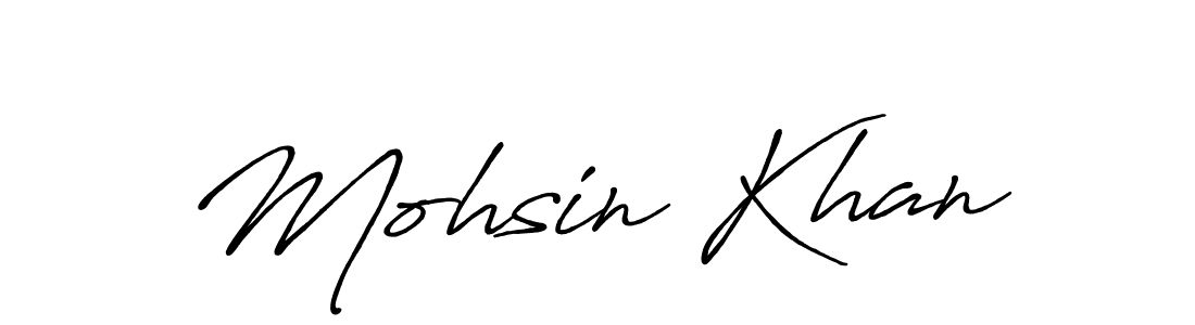 Create a beautiful signature design for name Mohsin Khan. With this signature (Antro_Vectra_Bolder) fonts, you can make a handwritten signature for free. Mohsin Khan signature style 7 images and pictures png