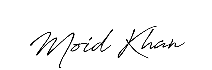 Create a beautiful signature design for name Moid Khan. With this signature (Antro_Vectra_Bolder) fonts, you can make a handwritten signature for free. Moid Khan signature style 7 images and pictures png