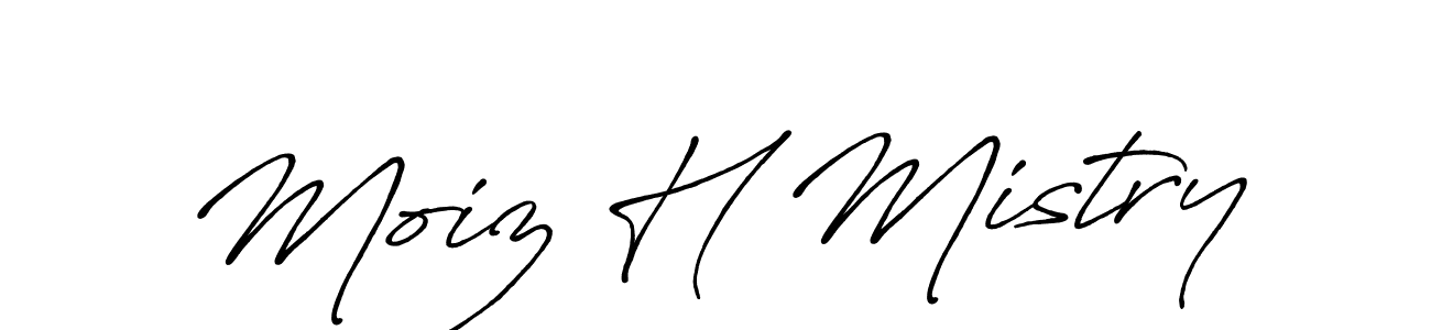 Make a beautiful signature design for name Moiz H Mistry. With this signature (Antro_Vectra_Bolder) style, you can create a handwritten signature for free. Moiz H Mistry signature style 7 images and pictures png