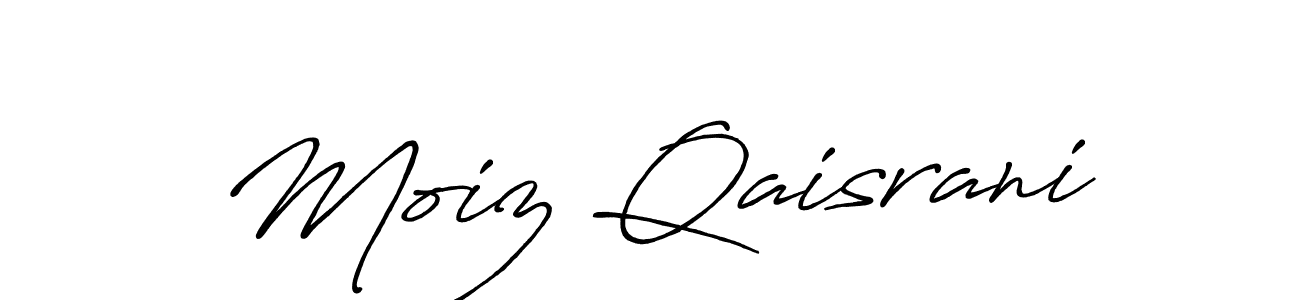 How to make Moiz Qaisrani name signature. Use Antro_Vectra_Bolder style for creating short signs online. This is the latest handwritten sign. Moiz Qaisrani signature style 7 images and pictures png